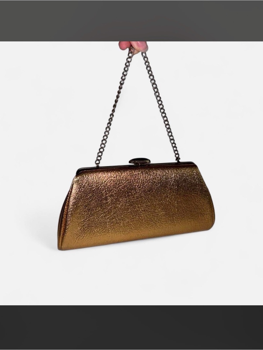 Metallic Gold Vintage Clutch with Chain Strap